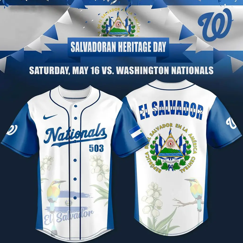 Washington Nationals Salvadoran Heritage Day 2026 Baseball Jersey - Tazila