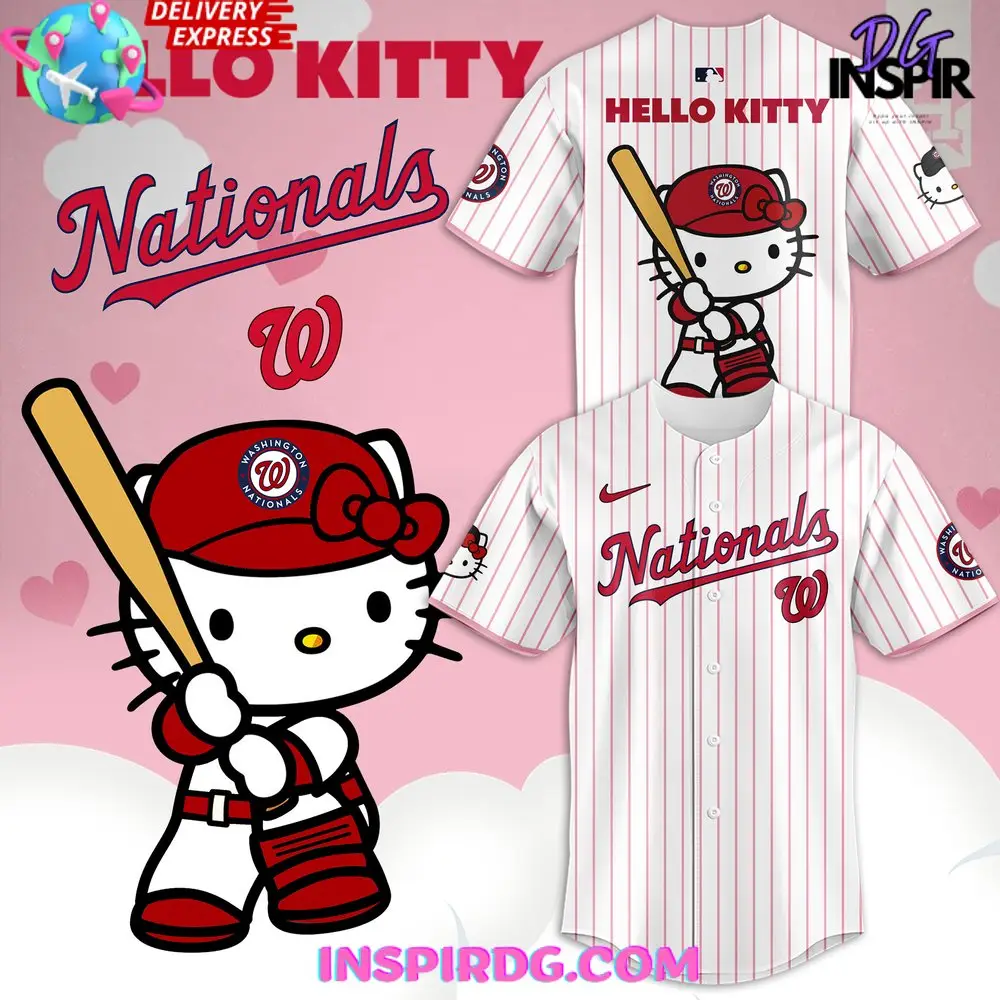 Washington Nationals X Hello Kitty 2024 Stripe Baseball Jersey