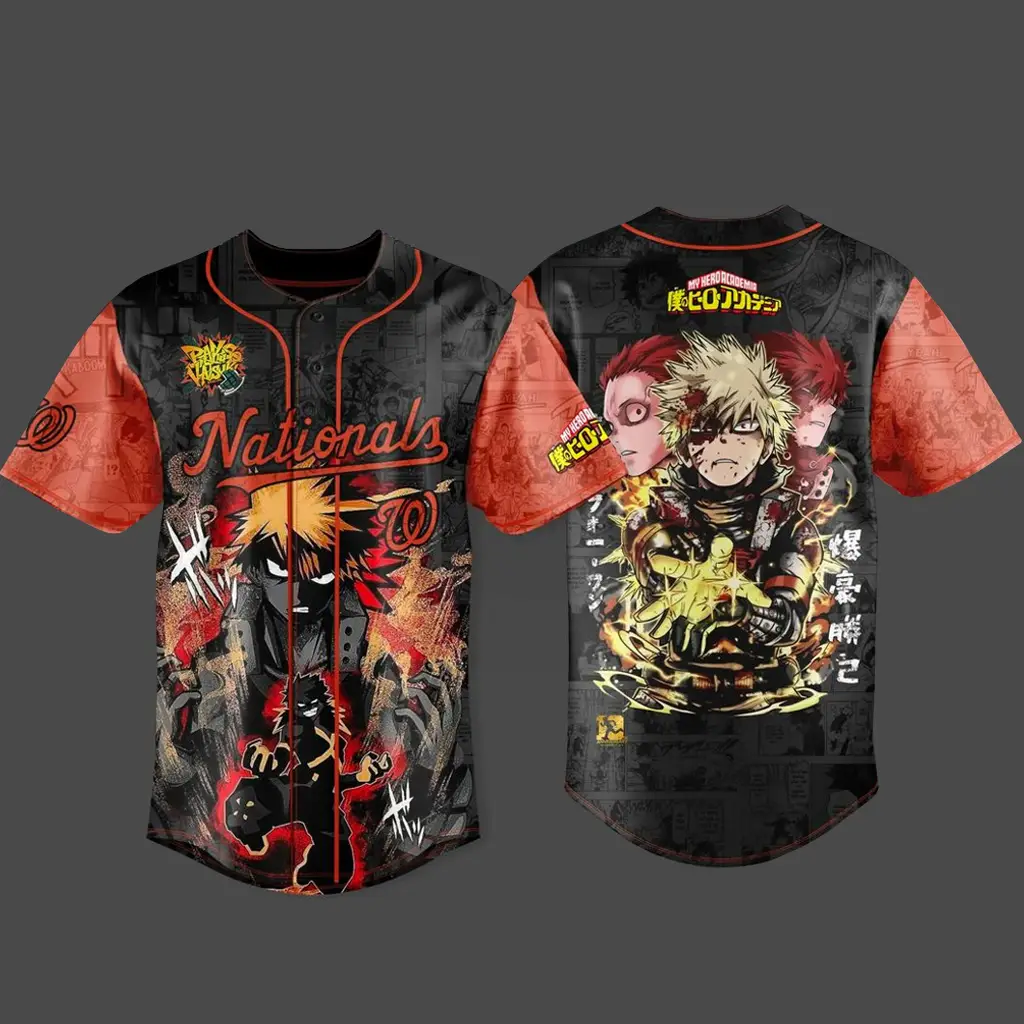 Washington Nationals x My Hero Academia U.S. Tour 2026 Bakugo Baseball Jersey - Tazila