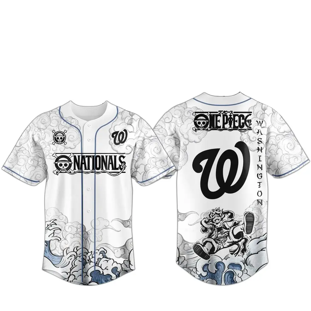 Washington Nationals x One Piece 2026 Luffy The Gear 5 Baseball Jersey - Tazila