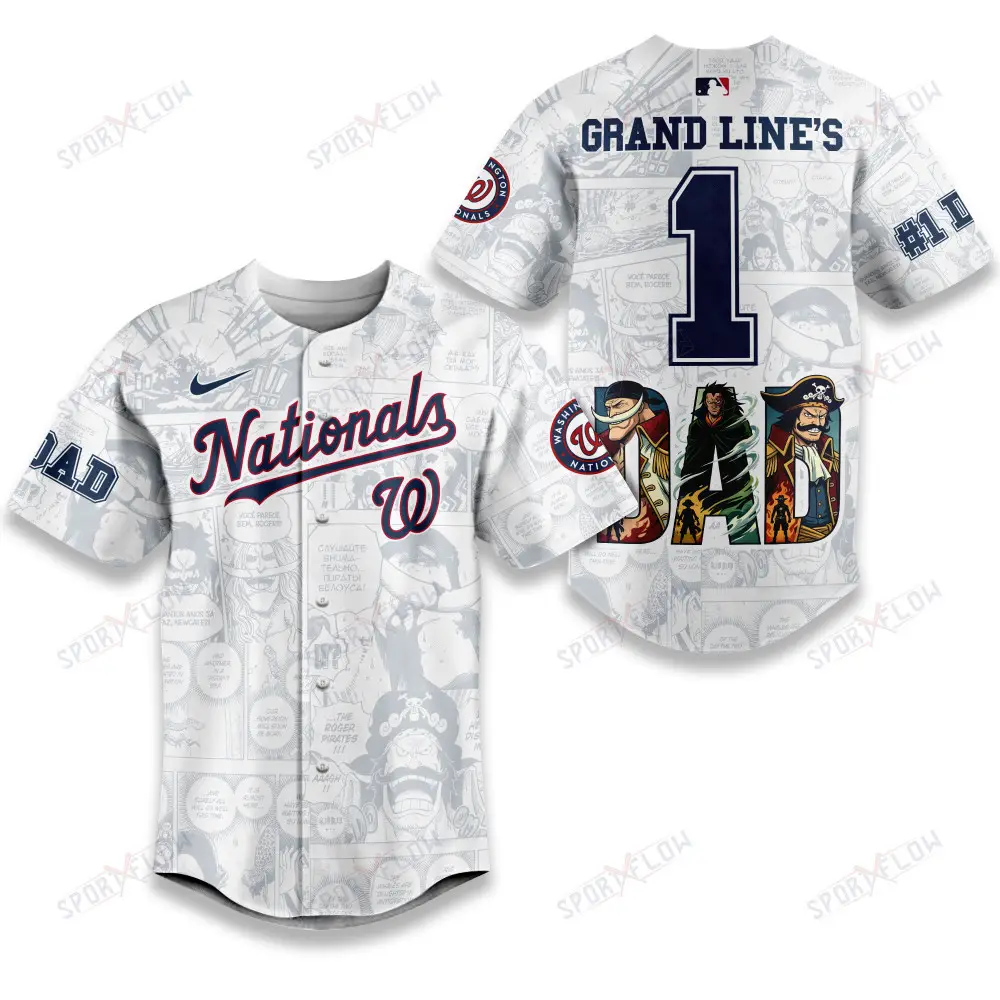 Washington Nationals X One Piece Grand Line'S #1 Dad Custom Baseball Jersey