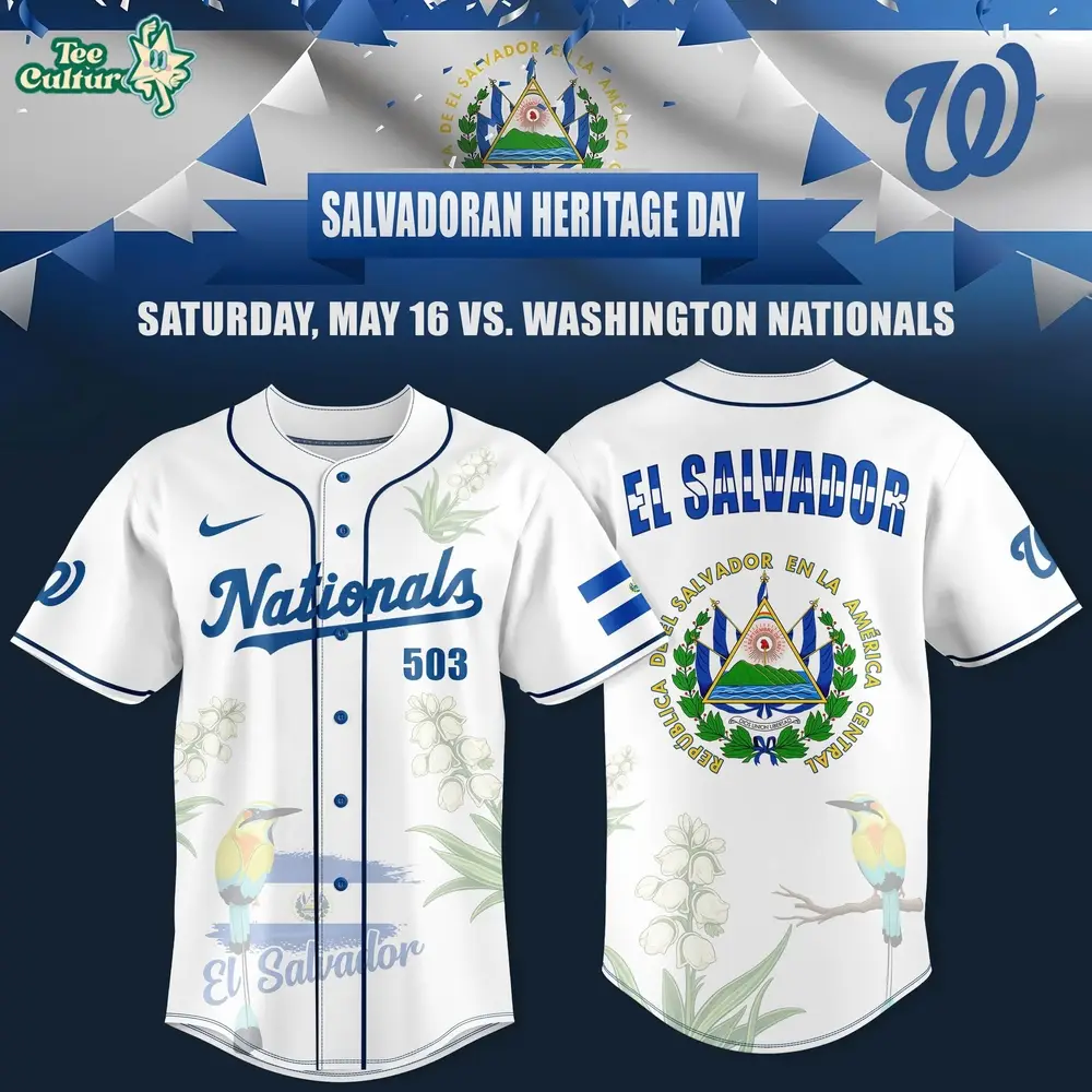 Washington Nationals x Salvadoran Heritage Day in DC 2026 Edition Jersey Ver2