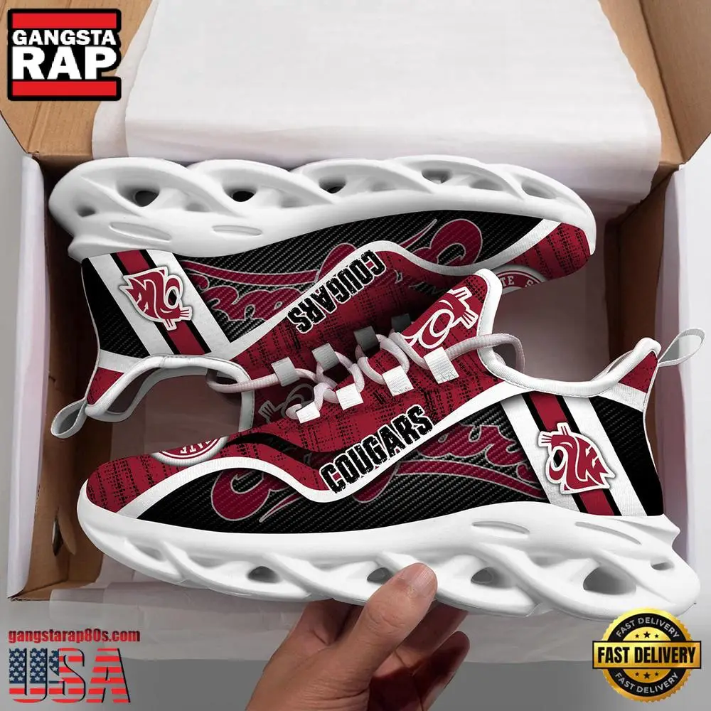 Washington State Cougars NCAA Clunky New Design Max Soul Shoes, Running Sneakers