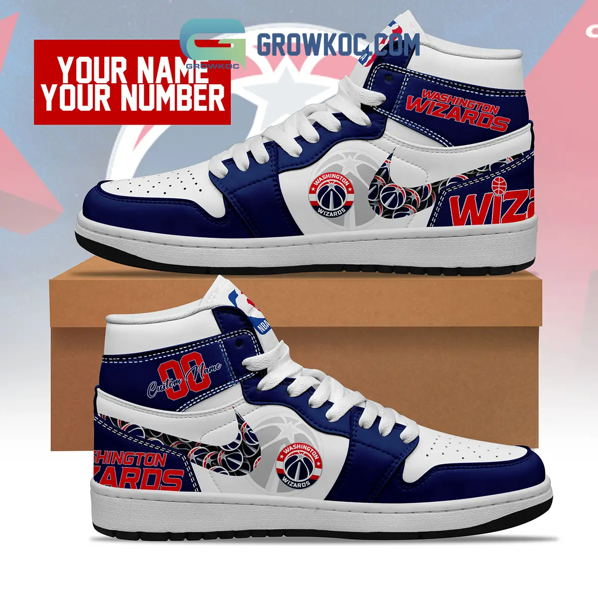 Washington Wizards NBA Personalized Air Jordan 1 Shoes