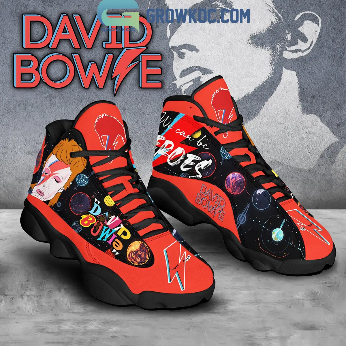 We Can Be Heroes David Bowie Fan Air Jordan 13 Shoes We Can Be Heroes David Bowie Fan Air Jordan 13 Shoes - Image 1
