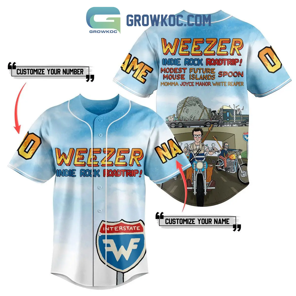 Weezer Indie Rock Roadtrip Personalized Baseball Jersey
