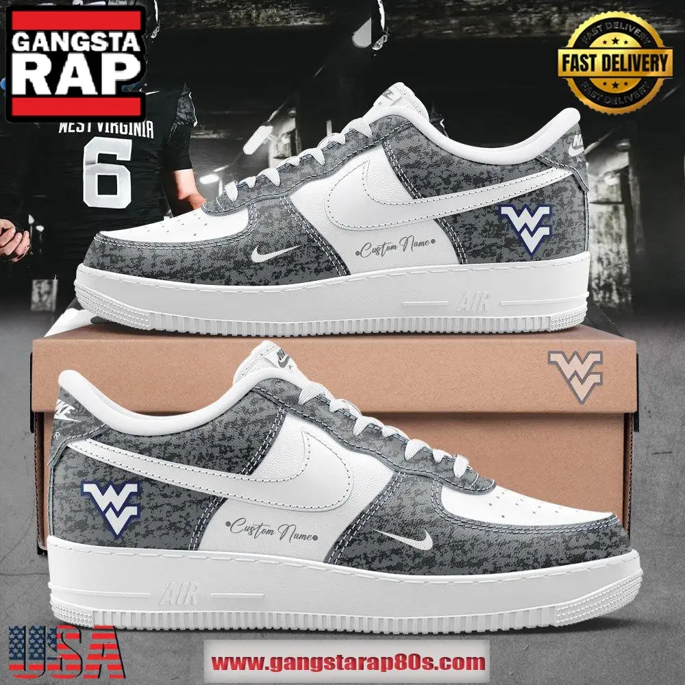 West Virginia Football x Limited Edition Air Force 1 Running Sneakers Shoes West Virginia Football x Limited Edition Air Force 1 Running Sneakers Shoes - Image 1