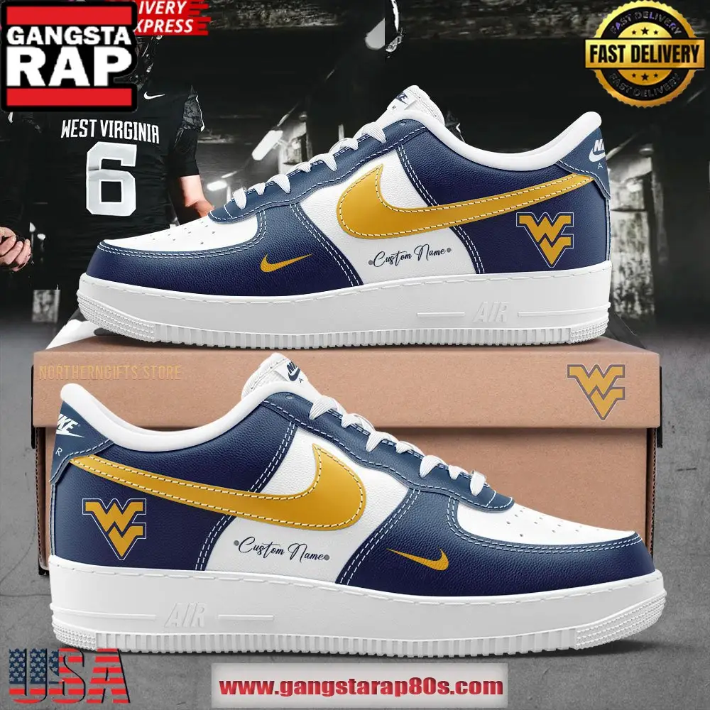 West Virginia Mountaineers Custom Air Force 1 Running Sneakers Shoes West Virginia Mountaineers Custom Air Force 1 Running Sneakers Shoes - Image 1