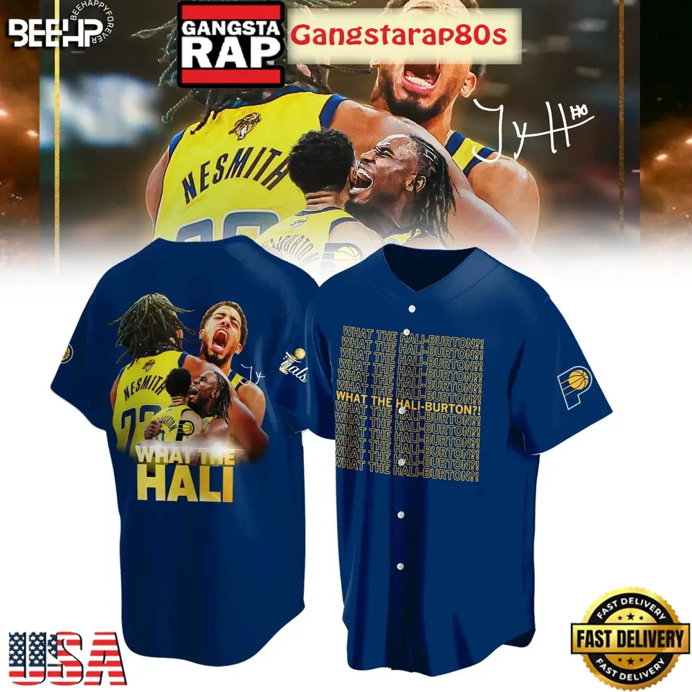 What The Hali Burton Indiana Pacers NBA Finals 2025 Baseball Jersey Shirt What The Hali Burton Indiana Pacers NBA Finals 2025 Baseball Jersey Shirt - Image 1