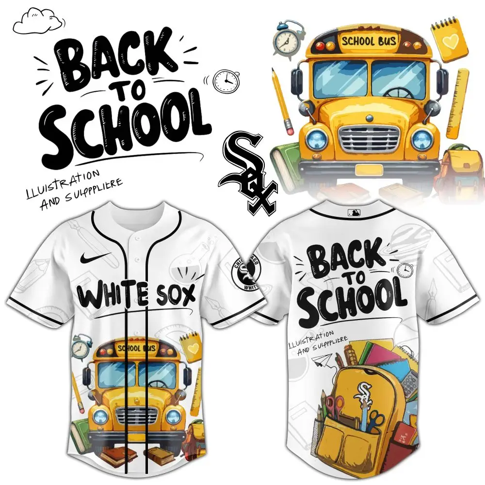 White Sox Back To School Jersey - Fun School Bus Design For Kids & Fans