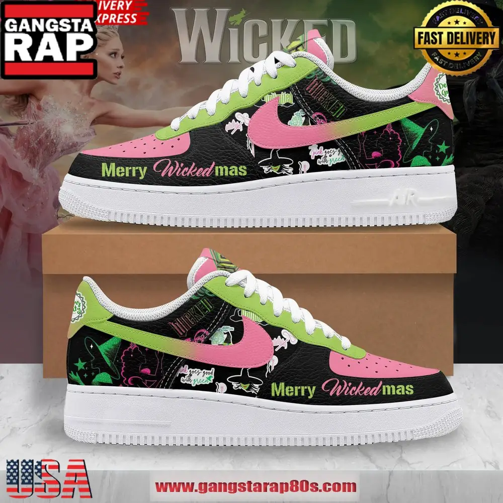 Wicked Merry Christmas Special Edition Nike Air Force 1 Sneakers Shoes Wicked Merry Christmas Special Edition Nike Air Force 1 Sneakers Shoes - Image 1