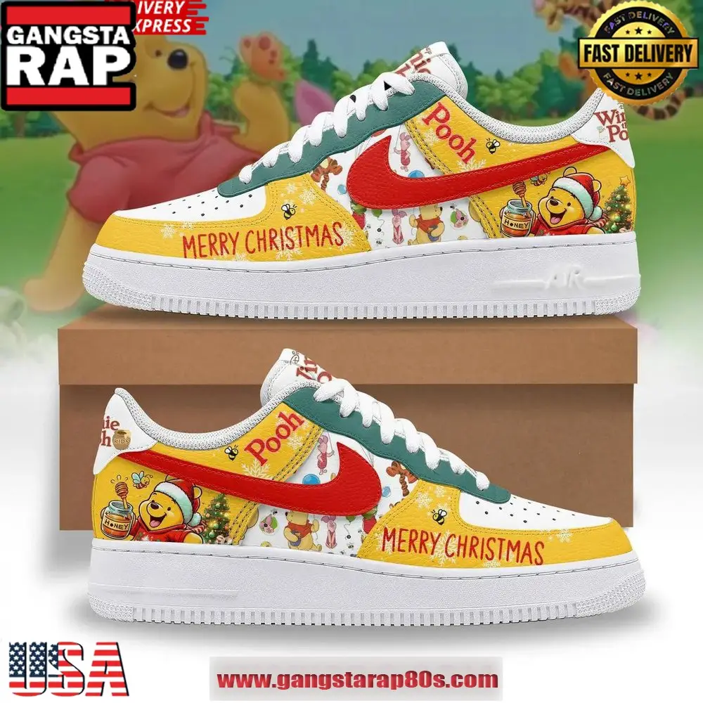 Winnie the Pooh Christmas Special Edition Air Force 1 Running Sneakers Winnie the Pooh Christmas Special Edition Air Force 1 Running Sneakers - Image 1