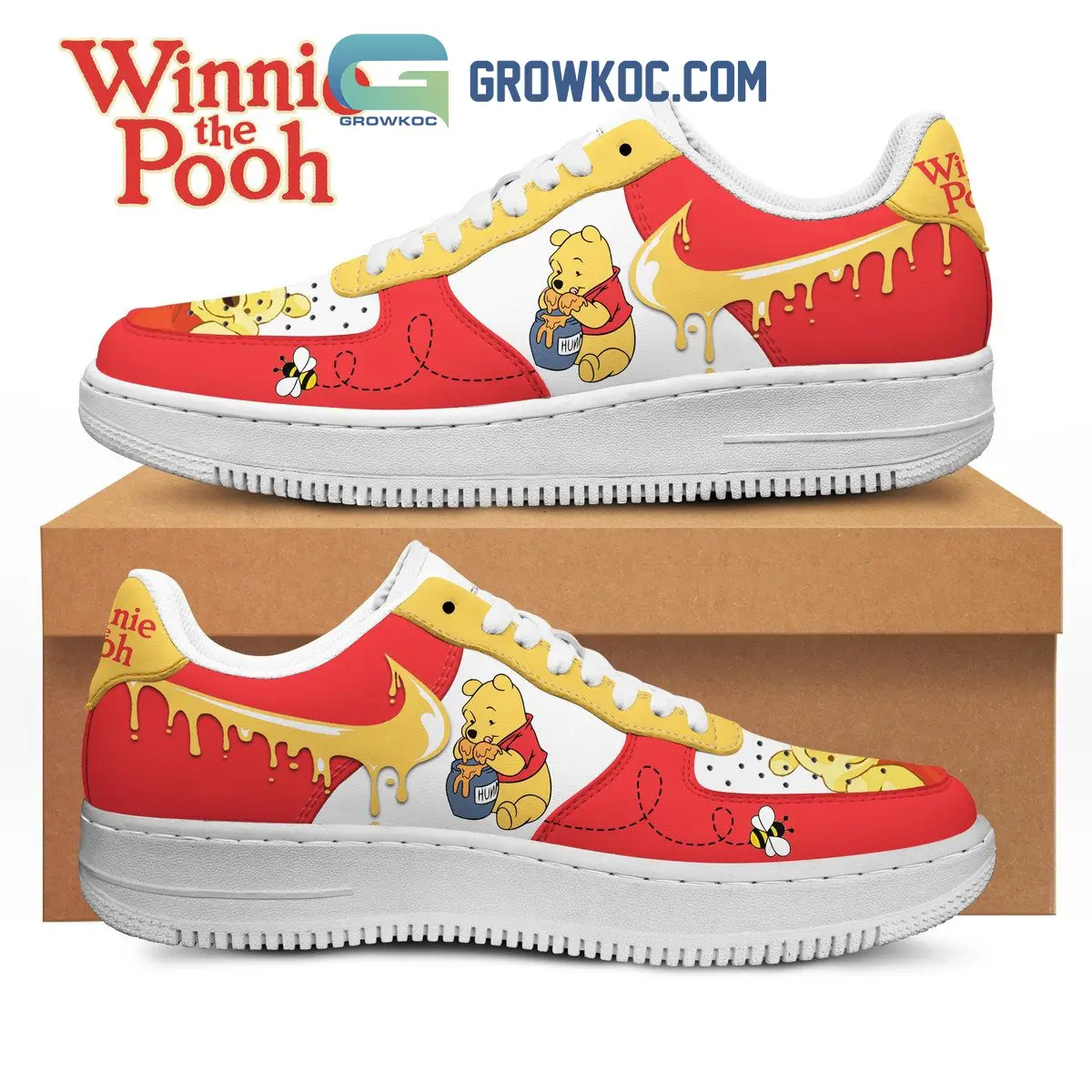 Winnie The Pooh Honey Bee Fan Air Force 1 Shoes
