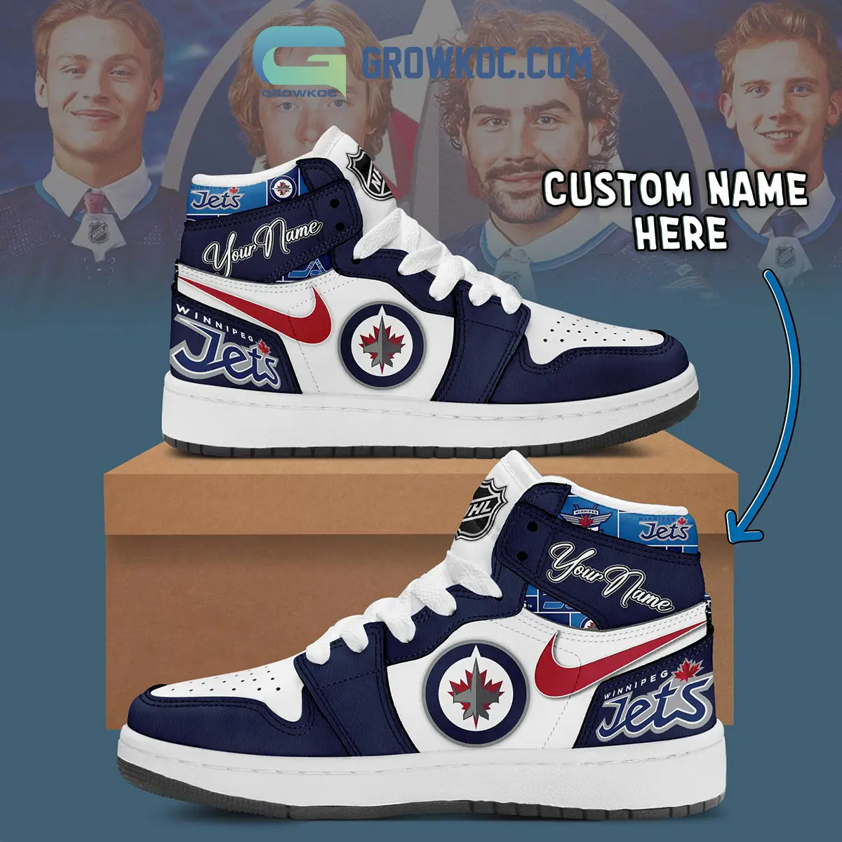 Winnipeg Jets NHL Personalized Air Jordan 1 Shoes