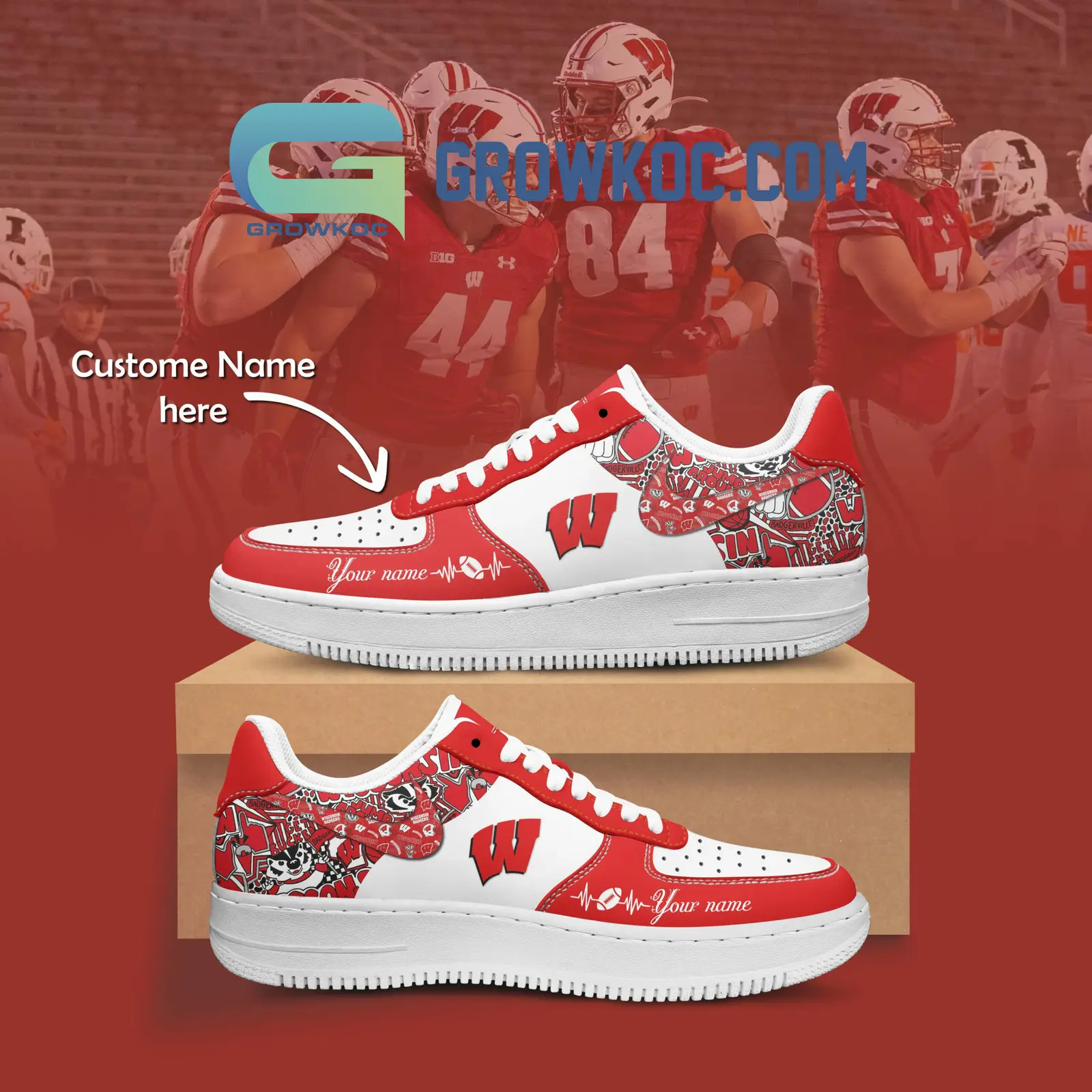 Wisconsin Badgers Personalized Air Force 1 Shoes