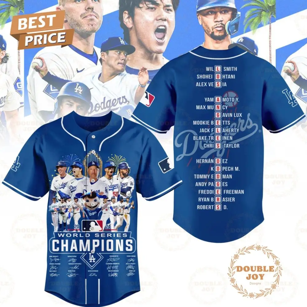 World Series Champions 2024 La Dodgers Baseball Jersey - Blue