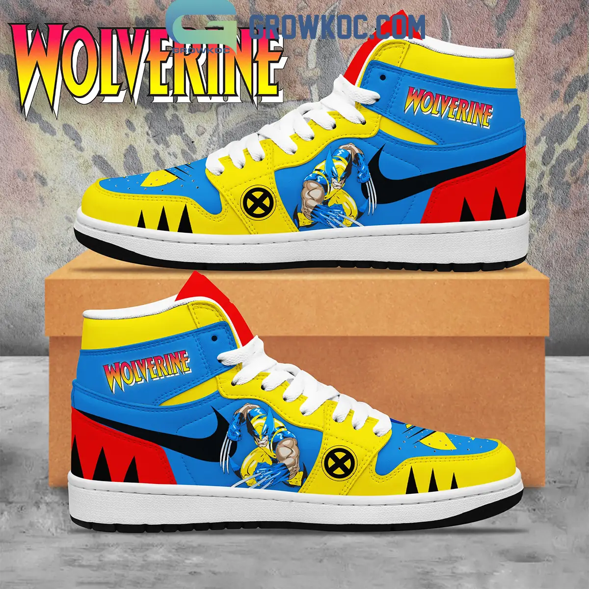 X-Men '97 Wolverine James Howlett Fan Air Jordan 1 Shoes White Lace X-Men '97 Wolverine James Howlett Fan Air Jordan 1 Shoes White Lace - Image 1