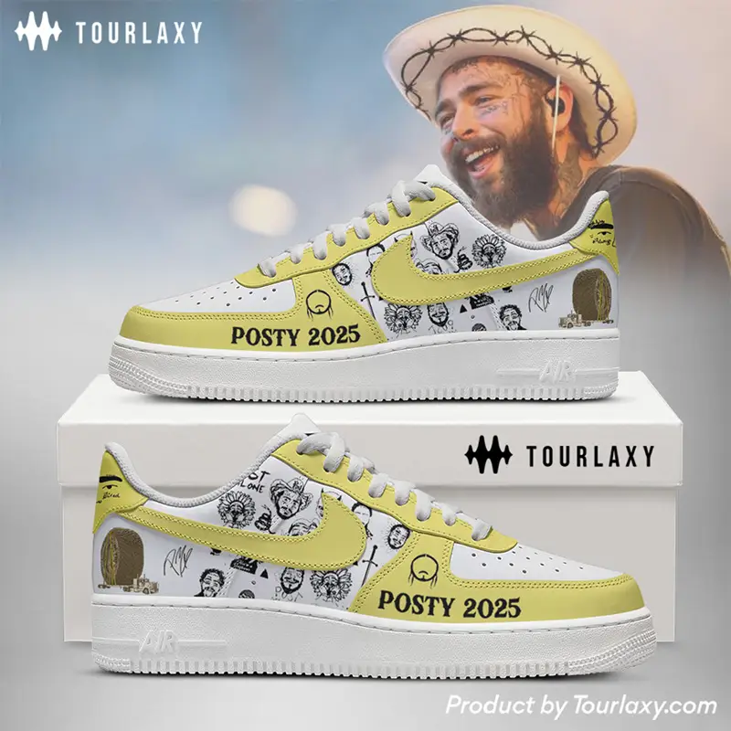 Yellow Posty Post Malone Air Force 1 Shoes 