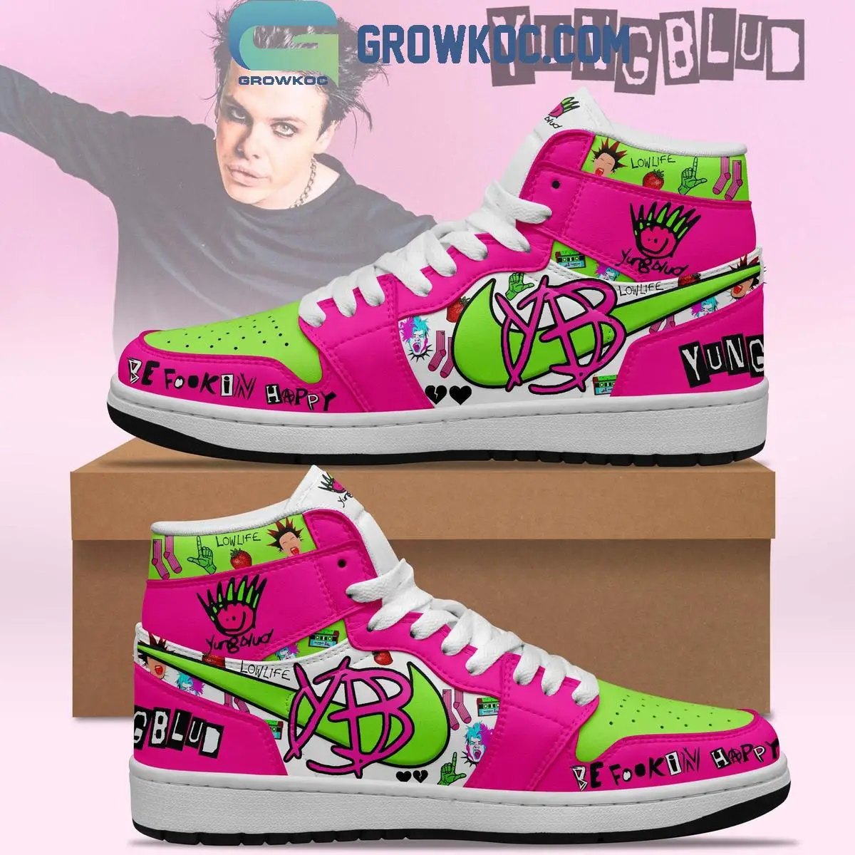 Yungblud Be Fookin Happy Air Jordan 1 Shoes Yungblud Be Fookin Happy Air Jordan 1 Shoes - Image 1