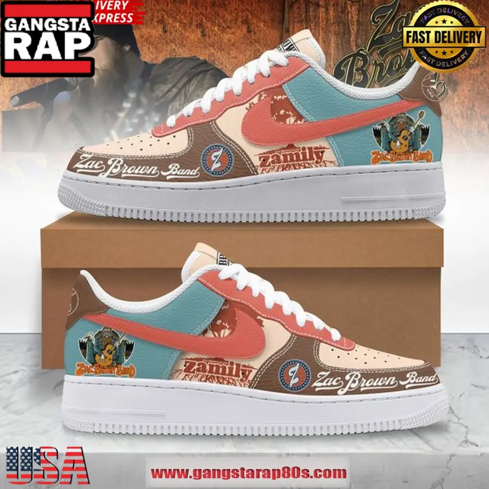 Zac Brown Band Zamily New Design Air Force 1 Sneakers Shoes Zac Brown Band Zamily New Design Air Force 1 Sneakers Shoes - Image 1