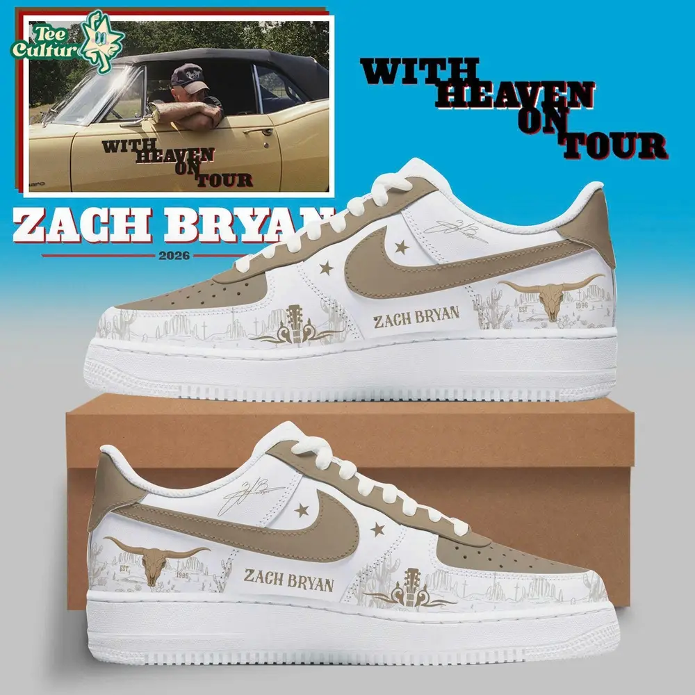 Zach Bryan With Heaven On Tour 2026 Custom Air Force 1 Sneakers