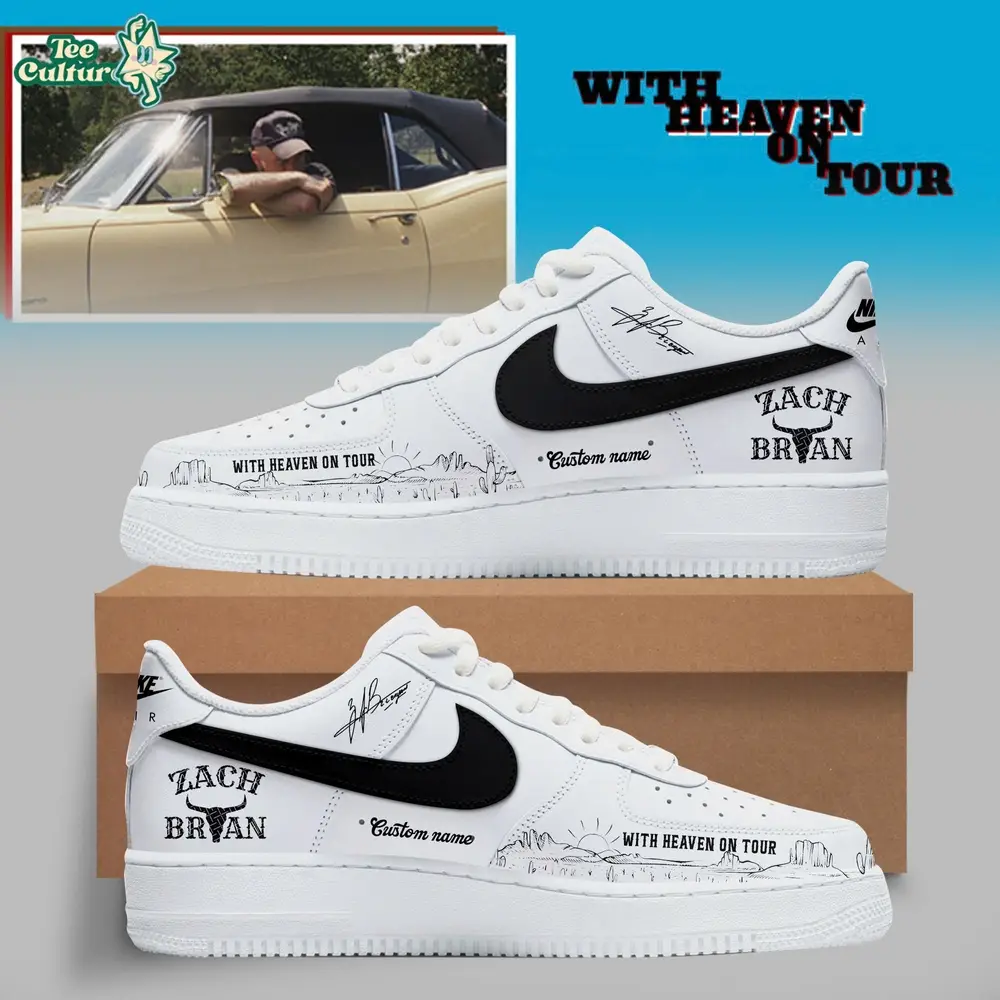 Zach Bryan With Heaven On Tour 2026 White Air Force 1 Limited Edition Shoes