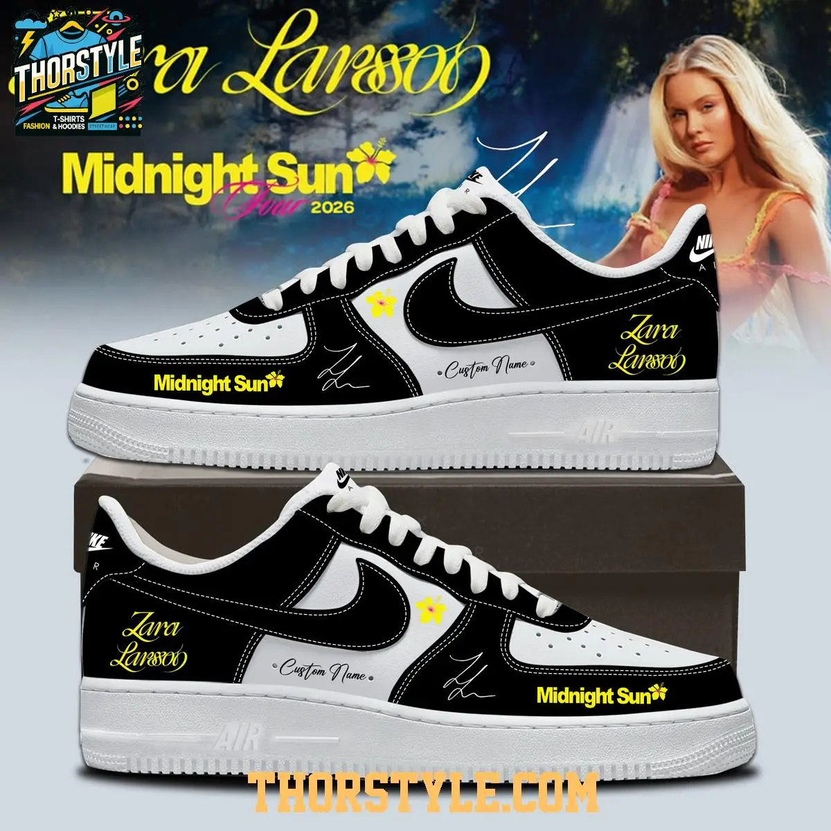 Zara Larsson Midnight Sun Tour 2026 Celebrating Personalized Air Force 1 Shoes Zara Larsson Midnight Sun Tour 2026 Celebrating Personalized Air Force 1 Shoes - Image 1