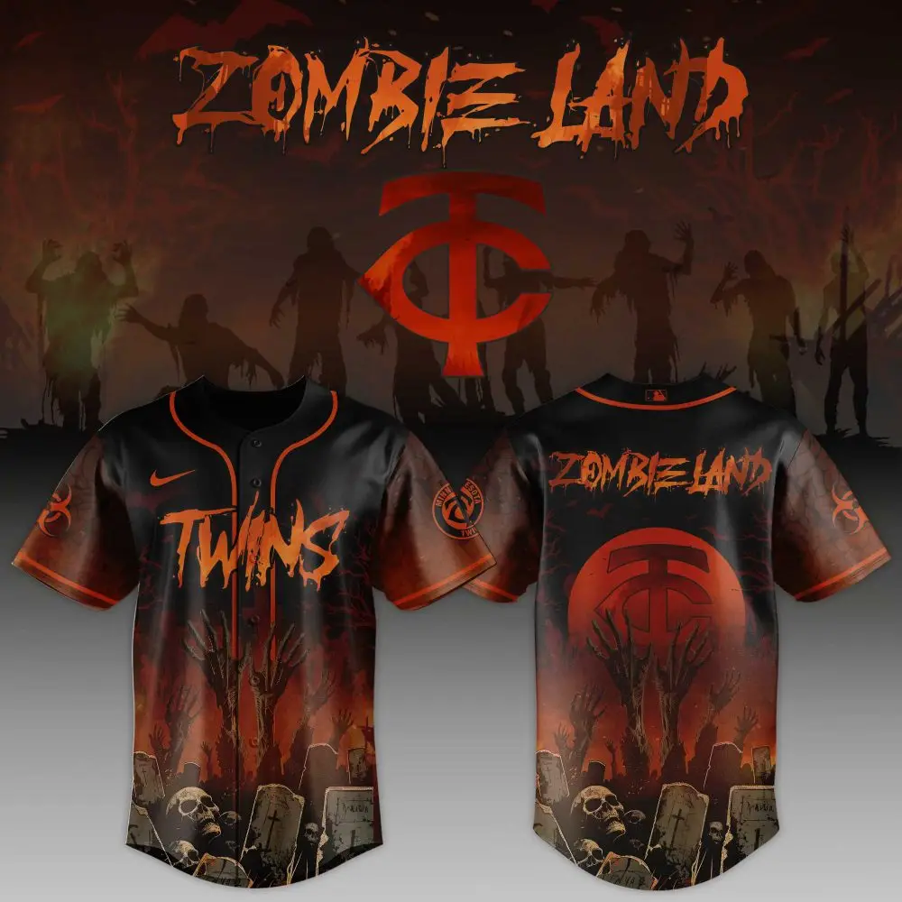 Zombie Land Baseball Jersey - Horror Theme, Customizable Halloween Shirt, Perfect For Spooky Fans Zombie Land Baseball Jersey - Horror Theme, Customizable Halloween Shirt, Perfect For Spooky Fans - Image 1