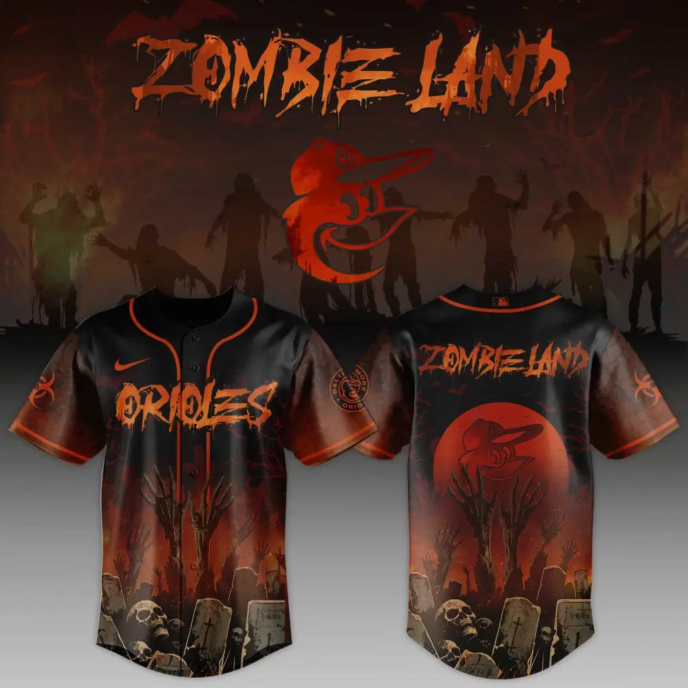 Zombie Land Orioles Baseball Jersey - Halloween Horror Theme Sportswear