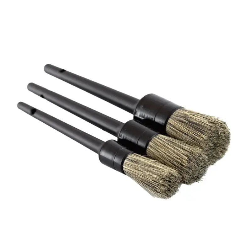 Natural Boar Hair Car Interior Cleaning Brushes (3 Pack)