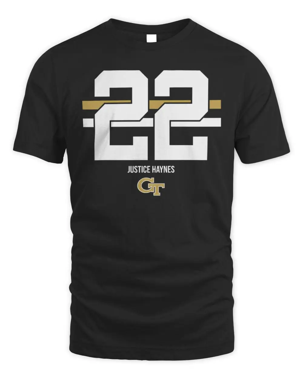 Georgia Tech Football Justice Haynes Name Number Stripe T Shirt