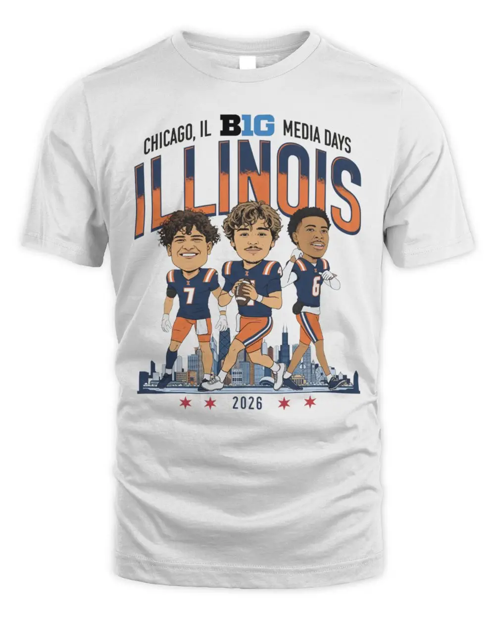 Illinois Fighting Illini Football Campus Ink Caricature T-Shirt