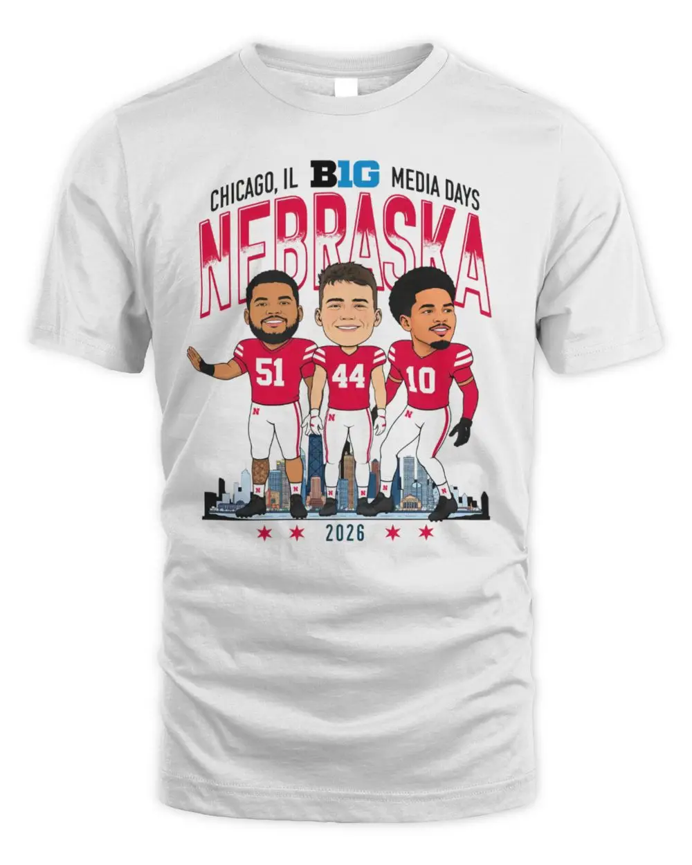 Nebraska Cornhuskers Football Campus Ink Caricature T-Shirt