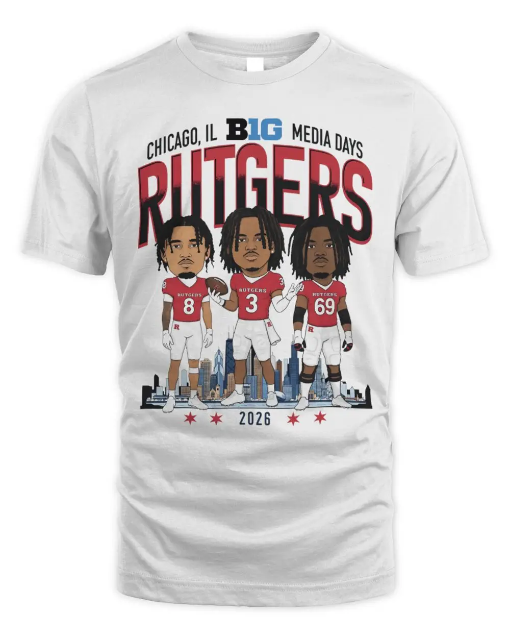 Rutgers Scarlet Knights Football Campus Ink Caricature T-Shirt