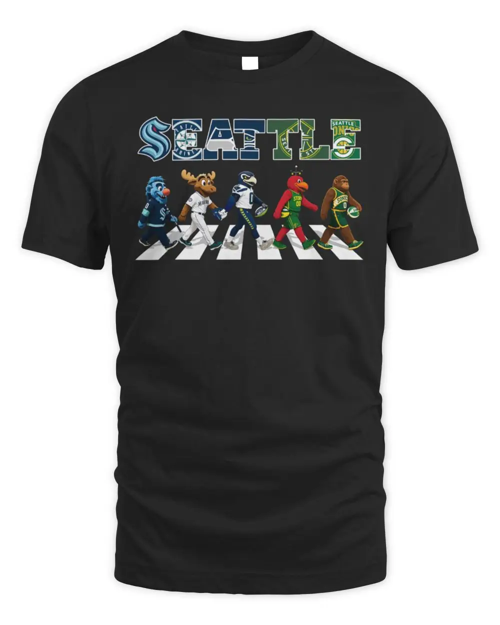 Seattle Sports Team Mascots Abbey Road T-Shirt