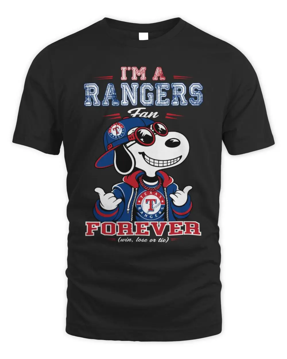 Snoopy I’M A Texas Rangers Fan Forever Win Lose Or Tie Shirt