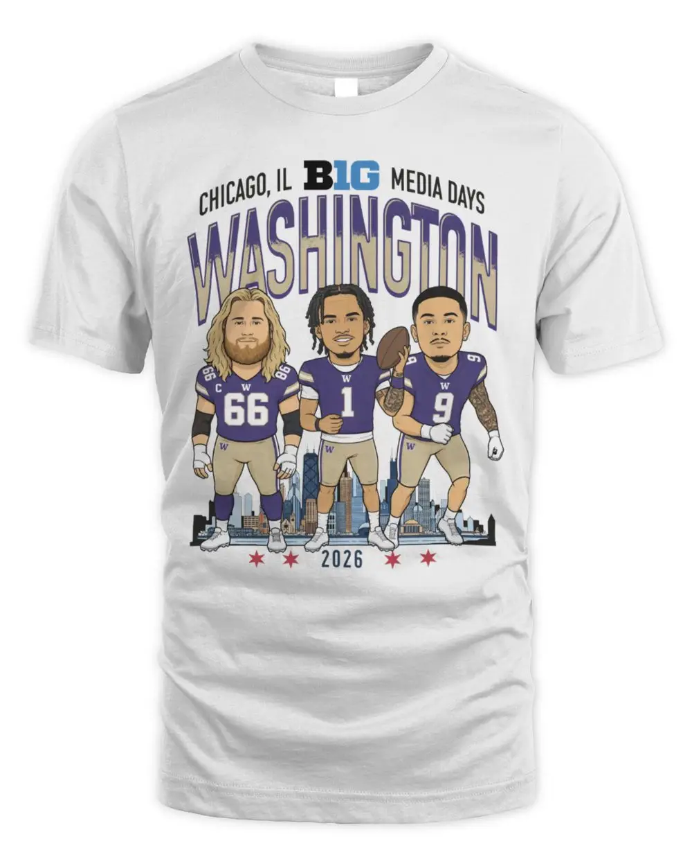 Washington Huskies Football Campus Ink Caricature T-Shirt
