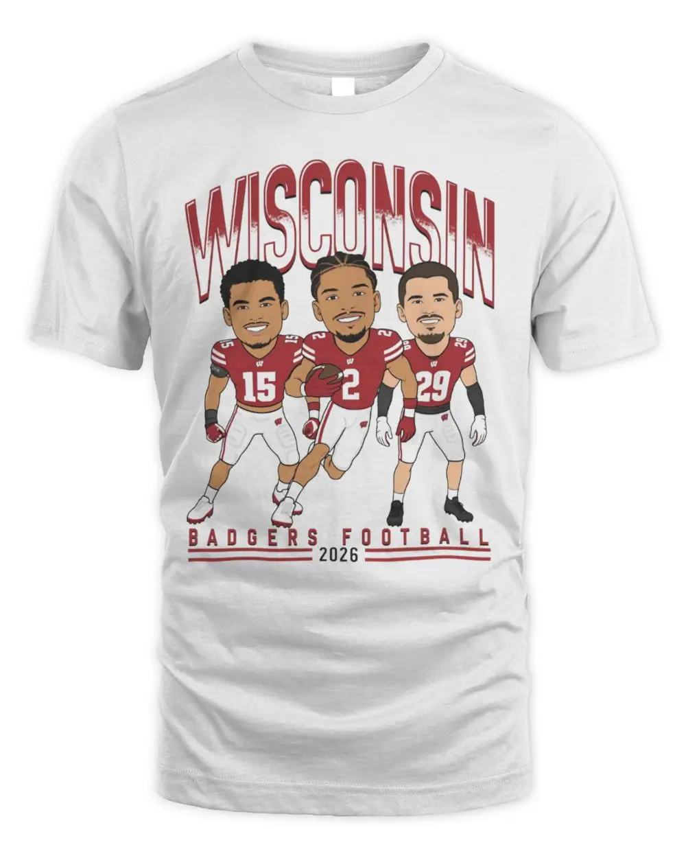 Wisconsin Badgers Football Campus Ink Caricature T-Shirt