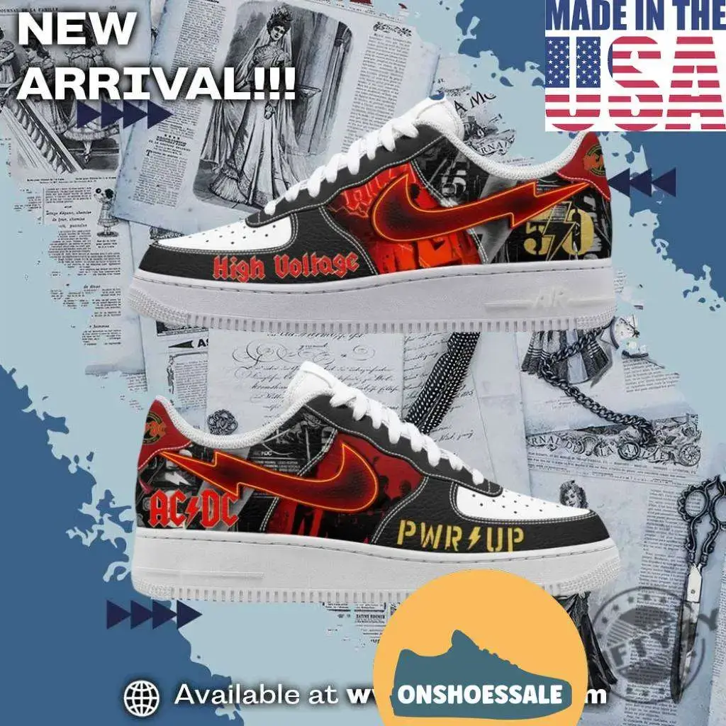 Acdc Music High Voltage Pwr Up Air Force 1 Shoes, Gifts for Fans - Best Gift Shoes