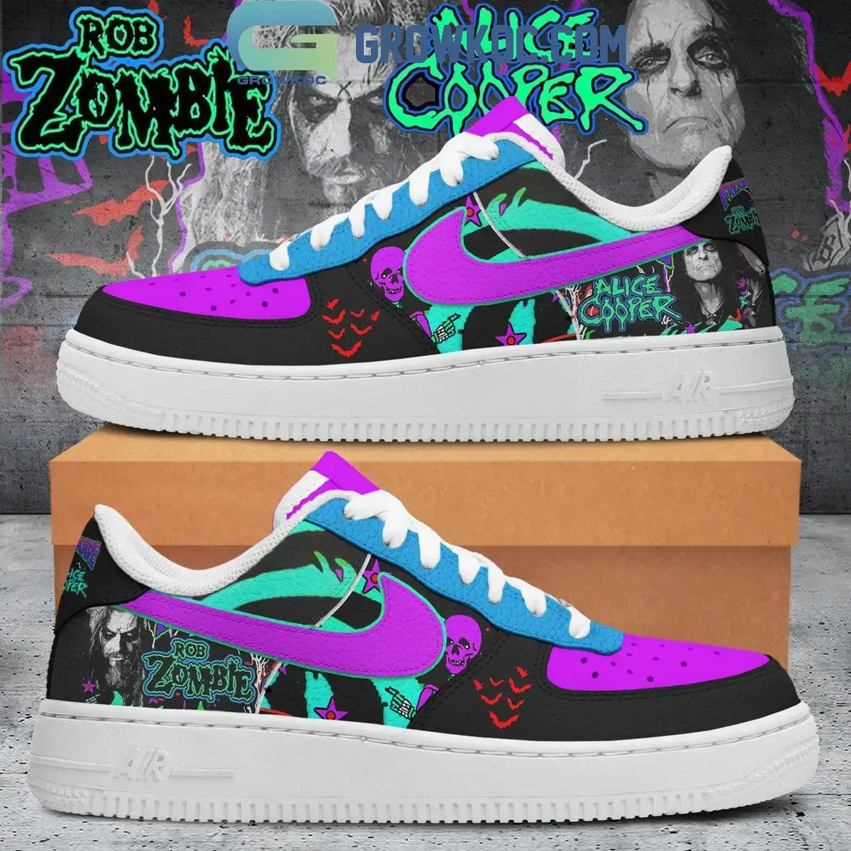 Alice Cooper Rob Zombie Collab 2024 Air Force 1 Shoes