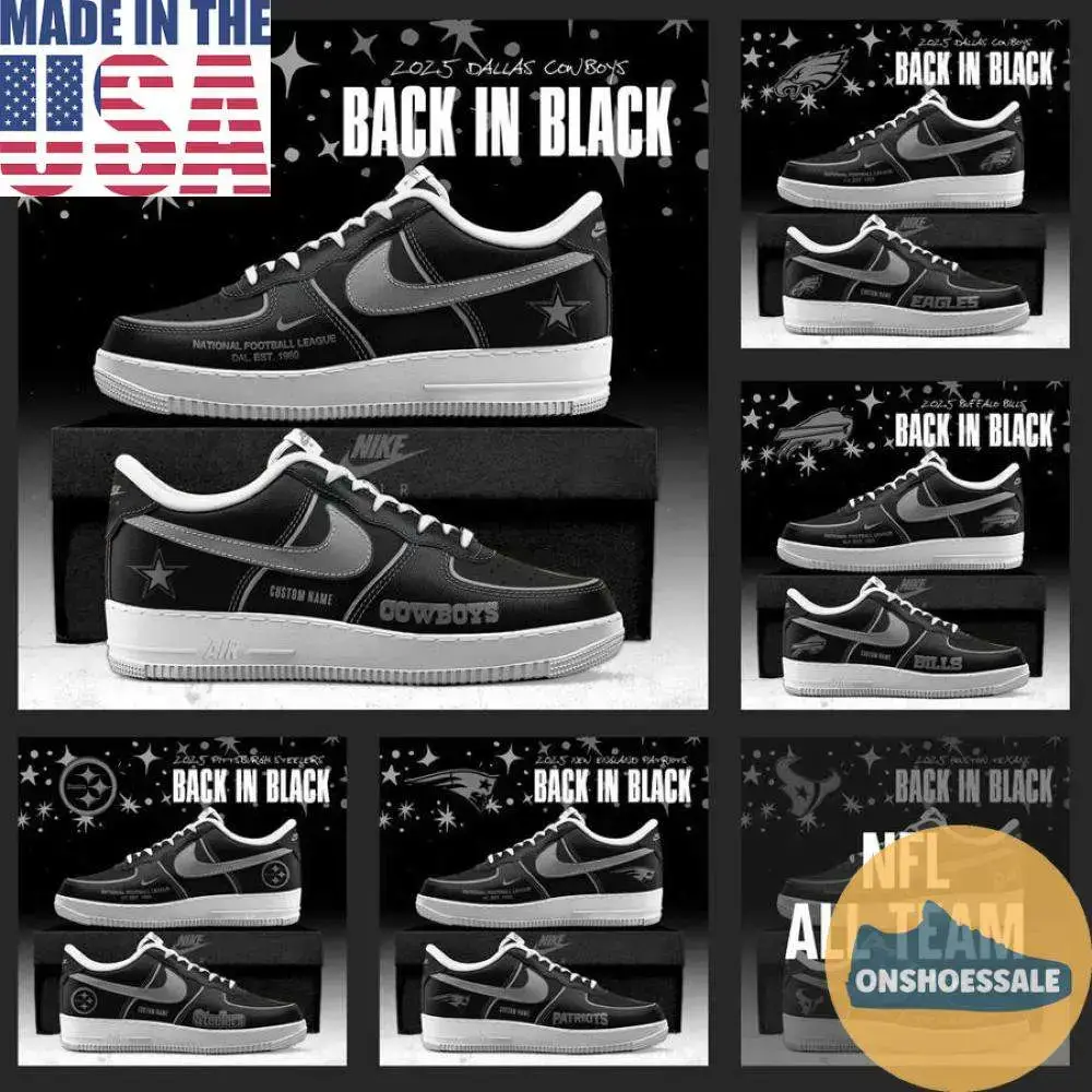 All Team NFL Back In Black 2026 Nike Air Force, Gift For Fans - Best Gift Shoes