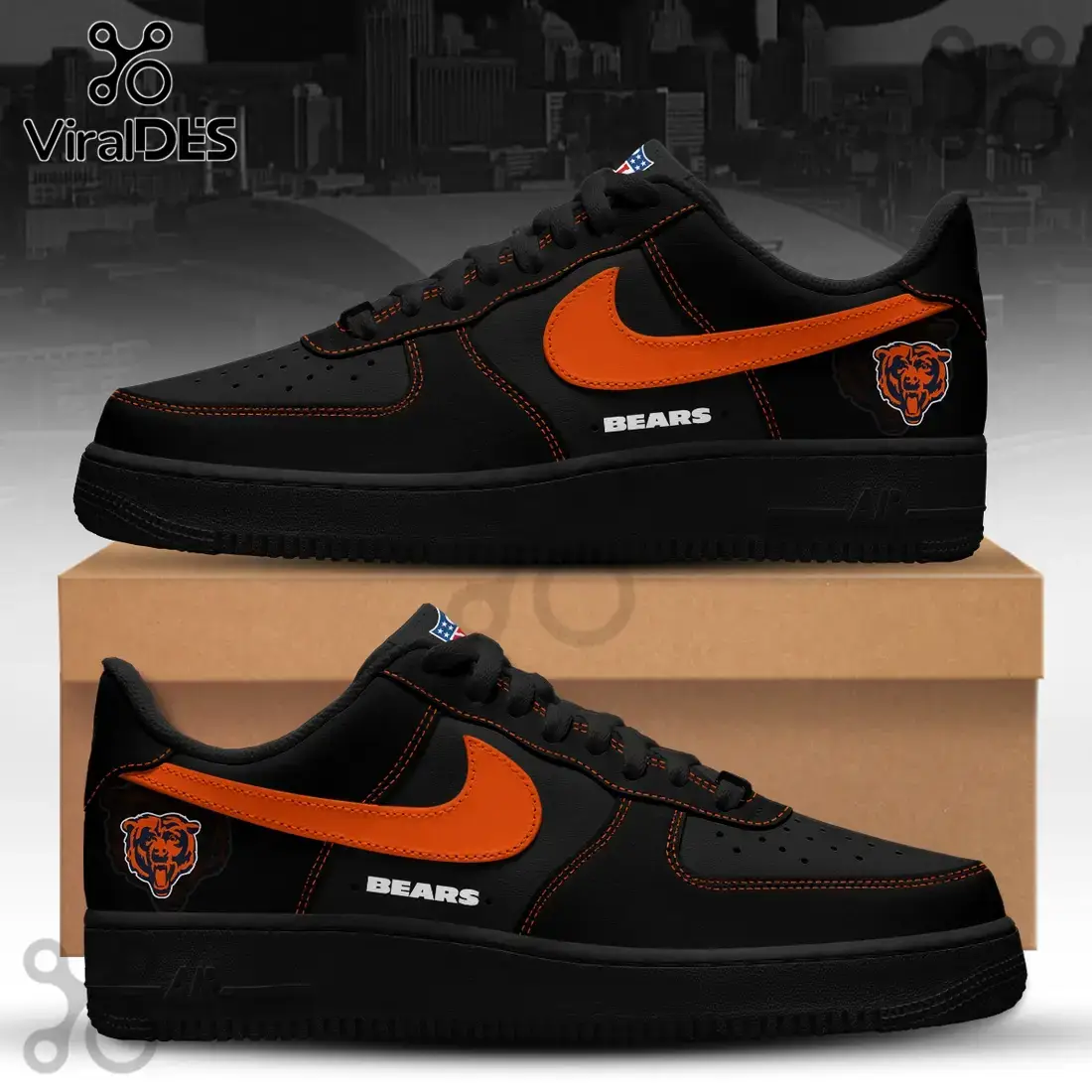 Chicago Bears Blackout Nike Air Force 1