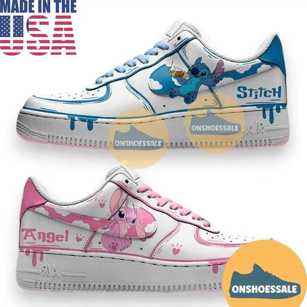 Disney Stitch & Angel Nike Air Force 1 Shoes - Best Gift Shoes