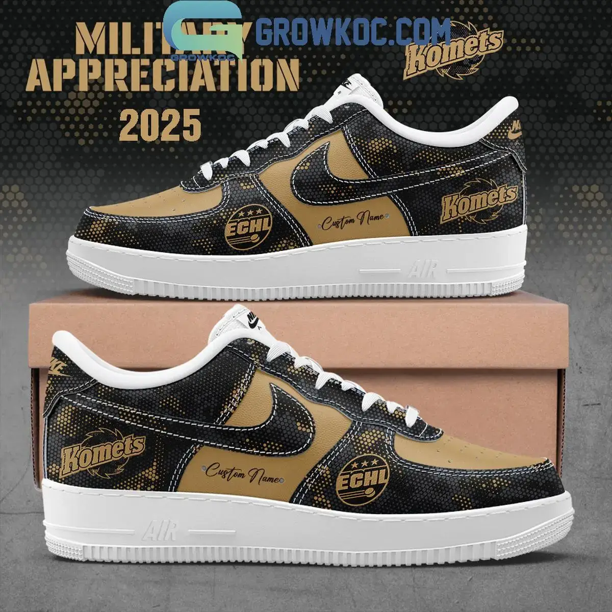 Fort Wayne Komets Military Appreciation 2025 Air Force 1 Shoes