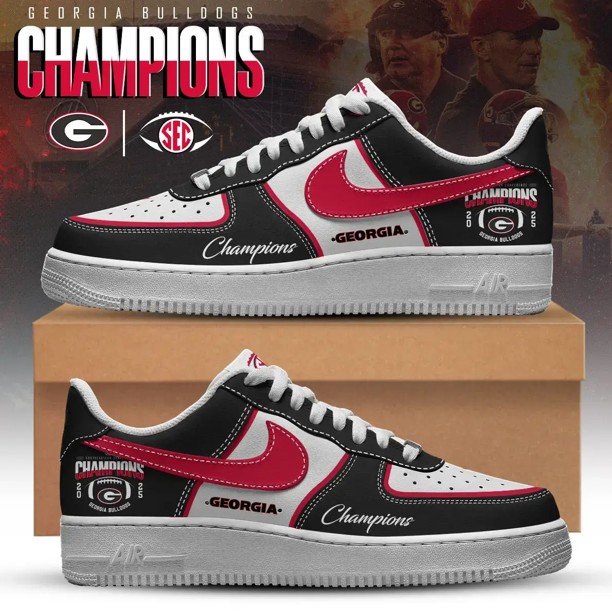 Georgia Bulldogs 2025 SEC Conference Champions Air Force 1 Sneaker | GL31