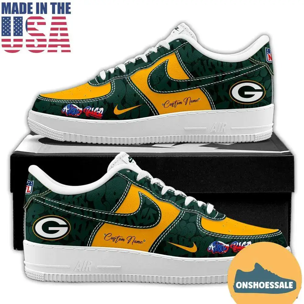 Green Bay Packers Puerto Rican Special Custom Air Force 1 Shoes, Gift For Fans - Best Gift Shoes