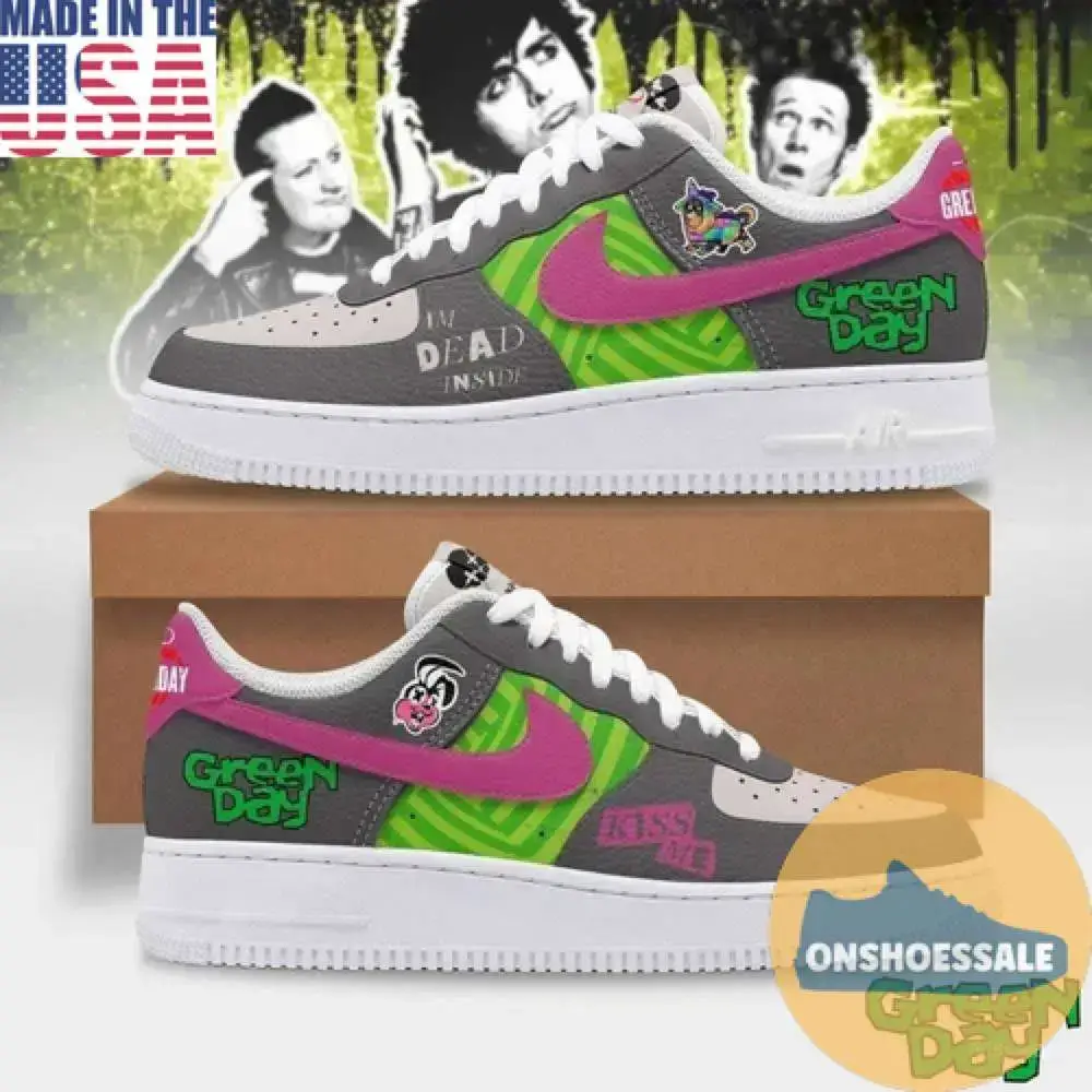 Green Day Kiss Me Air Force 1, Gift For Fans - Best Gift Shoes