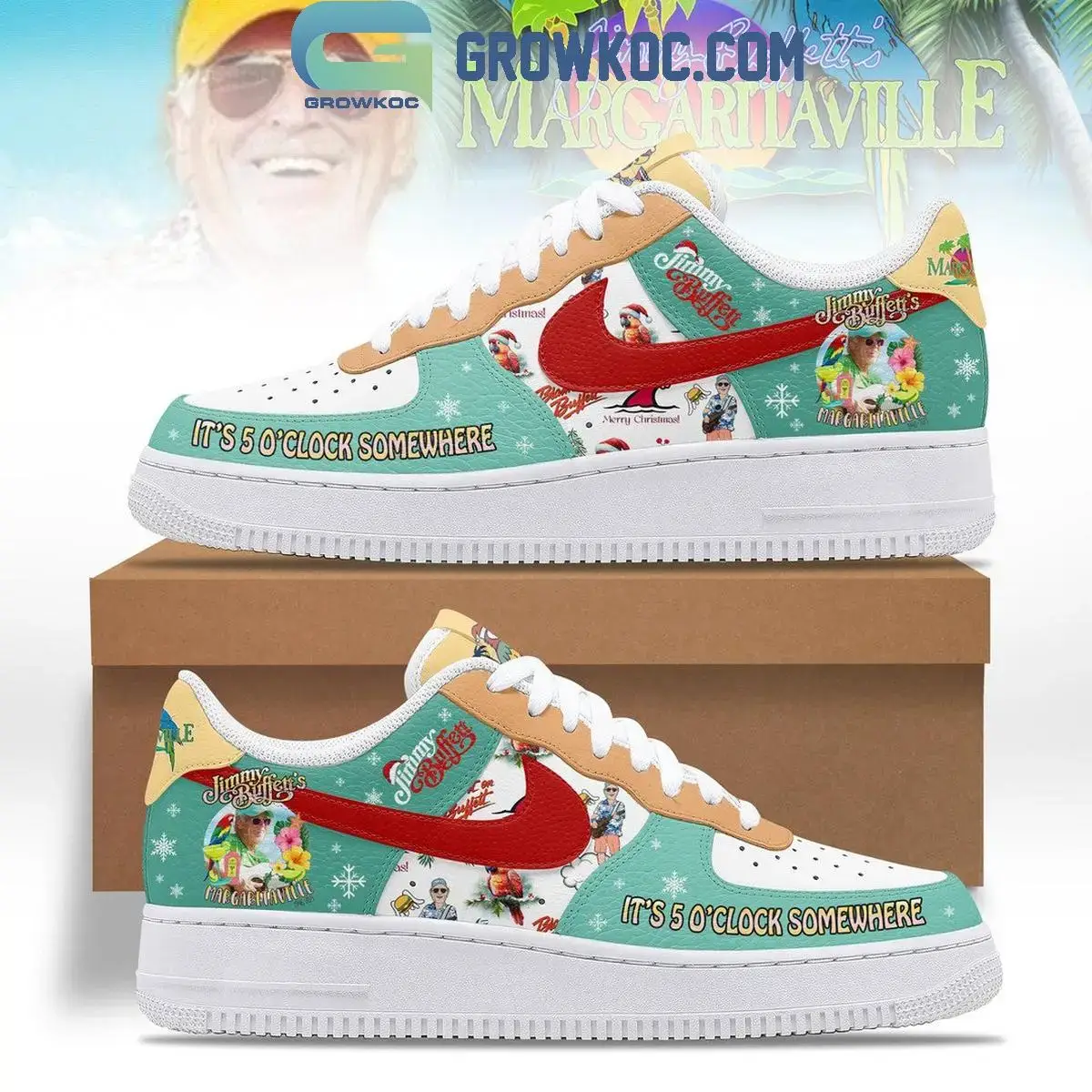 Jimmy Buffett Margaritaville It's 5 O'Clock Somewhere Air Force 1 Shoes
