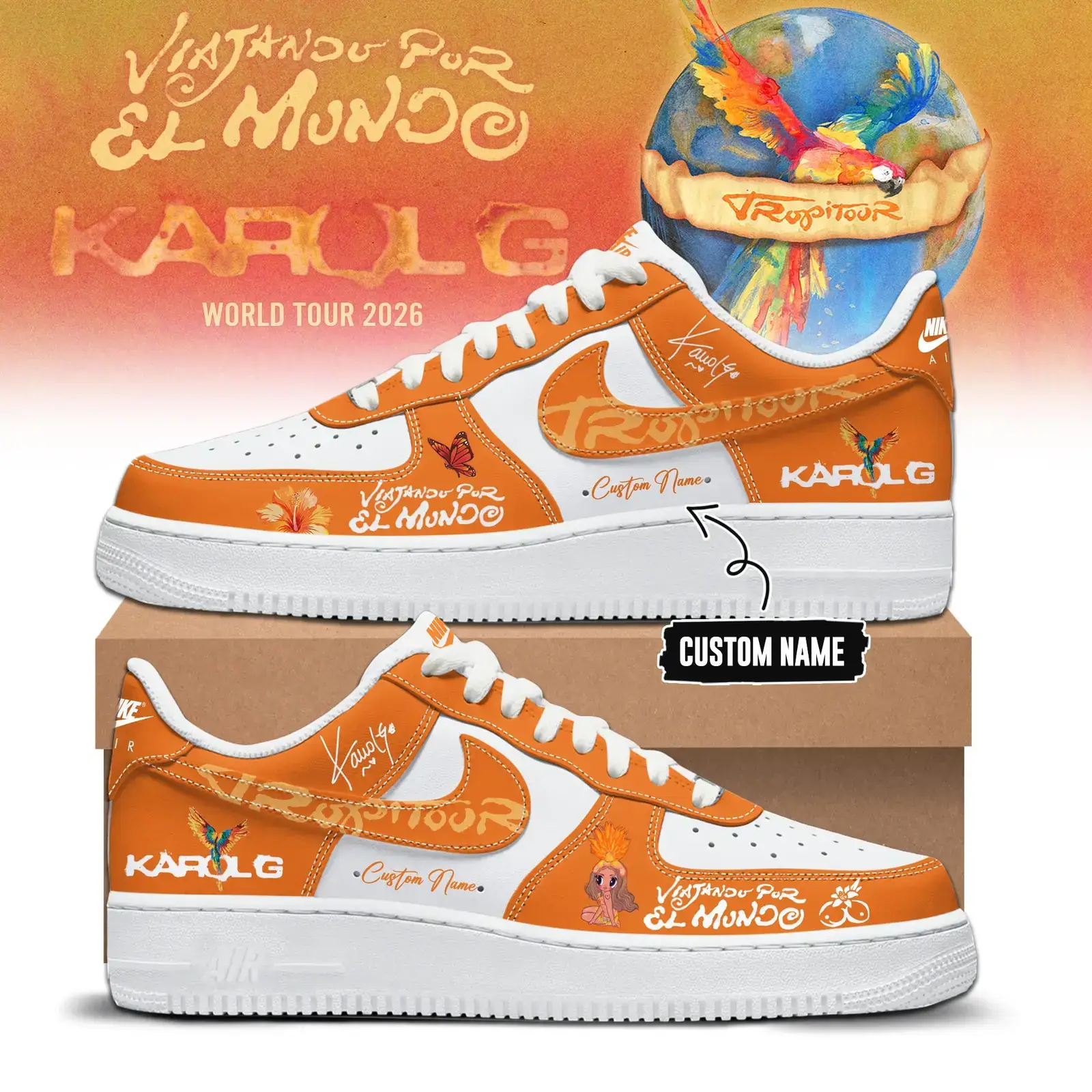 Karol G - Viajando Por El Mundo Tropitour 2026 Limited Edition Air Force 1 Sneakers | QZ86