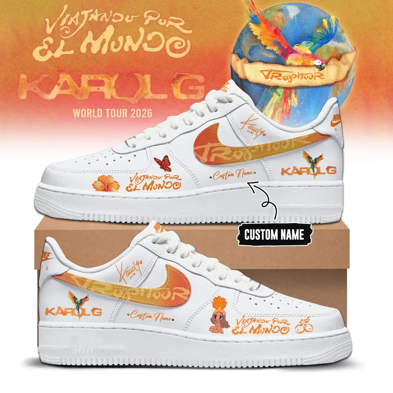 Karol G - Viajando Por El Mundo Tropitour 2026 Limited Edition Air Force 1 Sneakers | VP90